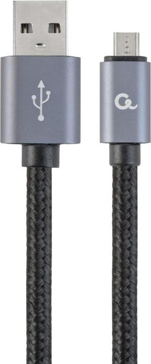 Produktbild Gembird Cotton braided Micro-USB cable with metal connectors, 1.8 m, black (1.80 m, USB 2.0)