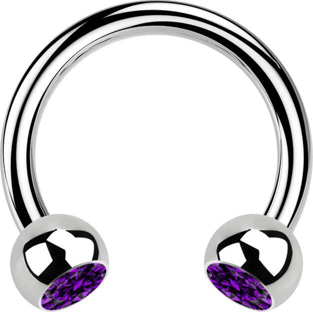 Produktbild Star Piercing Circular Barbell silber mit zwei Kugeln Kristall violett (ohne Messing, Chirurgenstahl 316L)