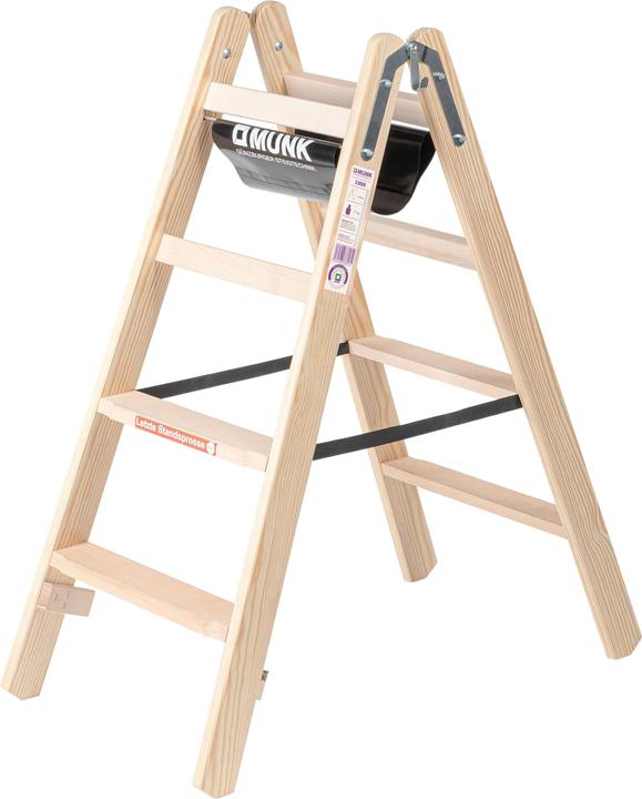 Immagine prodotto Munk Scala a libro a gradini in legno, salita su ambo i lati, 2 x 4 gradini, altezza (Scala doppia, 113.50 cm)