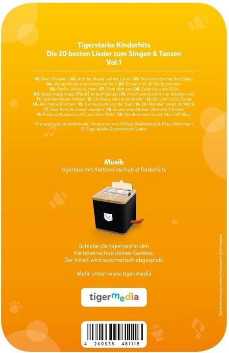 Produktbild Tigermedia Tigercard Die 20 besten Lieder zum Singen Tanzen (Deutsch)