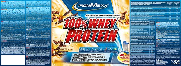 Image du produit IronMaxx 100% de protéines de lactosérum (Vanille, 1 pcs, 900 g)