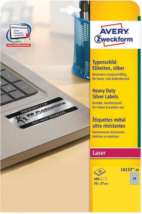 Actual product image Avery Type plate labels
