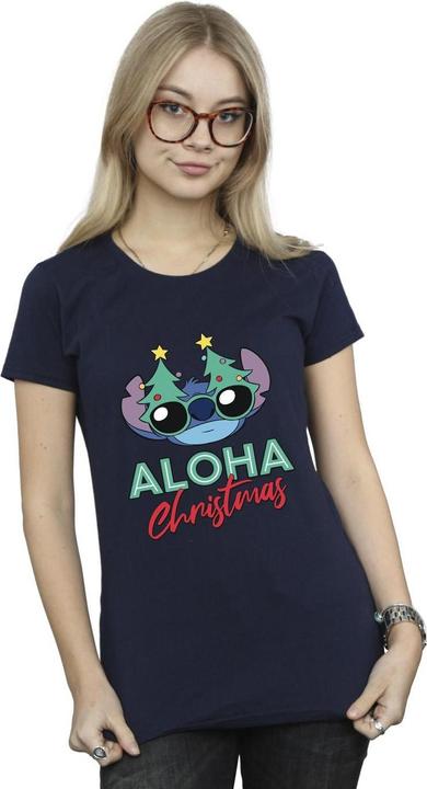 Actual product image Disney Womens/Ladies Lilo And Stitch Christmas Tree Shades Cotton T-Shirt (M)