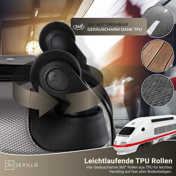 Actual product image Devillo Hard case set (120 l, Hand luggage (up to 50 litres), M (50 - 90l), L (90 - 115l), XL (from 140l))