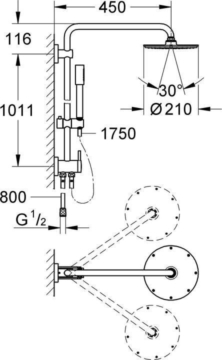 Image du produit Grohe Système de douche de pluie 210