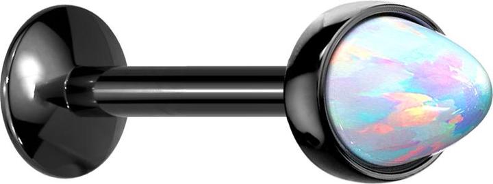 Star Piercing Micro Labret Innengewinde schwarz Opal Cone weiss (ohne Messing, Chirurgenstahl 316L)