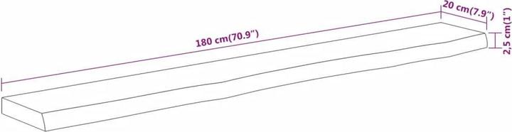 Immagine prodotto VidaXL Scaffale da parete rettangolare con bordo ad albero, scaffale da ufficio in legno massiccio di (20 x 2,5 x 2,5 cm)