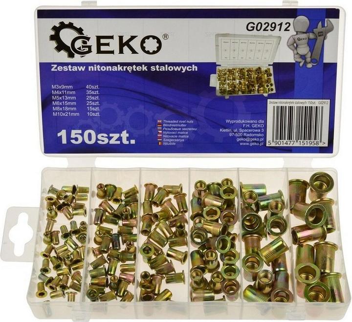 Actual product image GEKO Set of 150 steel rivet nuts