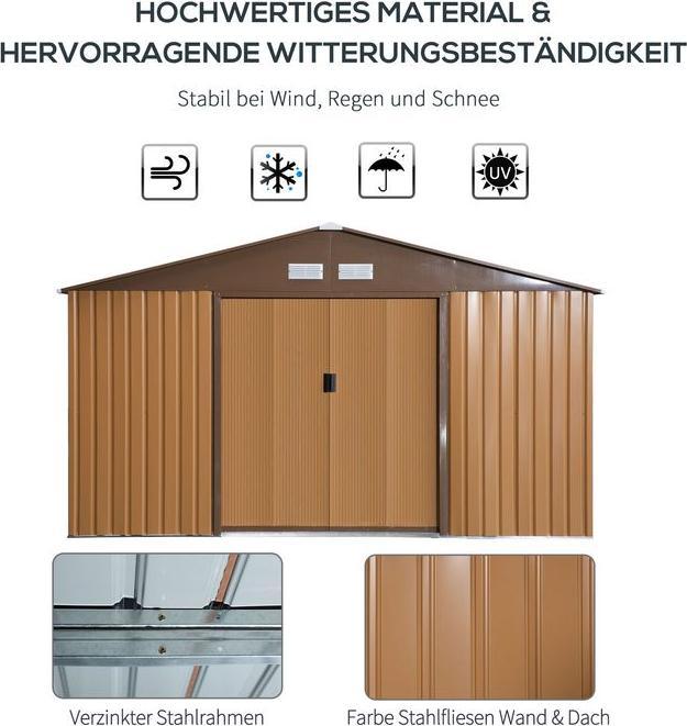 Image du produit Swisshandel24 Abri de jardin avec plaque de fond Abri de jardin Abri de jardin en métal brun 340 x 386 x 200 cm