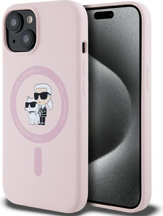 Produktbild Karl Lagerfeld - Silicone MagSafe (KLHMP15MSCMKCRHP) - iPhone 15 Plus - Pink Karl&Choupette (Apple iPhone 15 Plus)