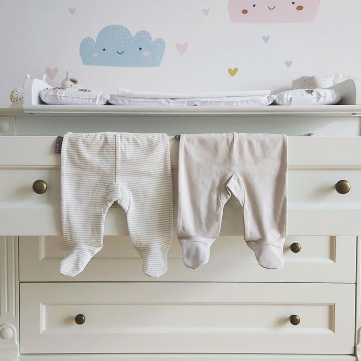 Actual product image La Loona LaLoona baby romper trousers 2-pack - Stripes - Light Taupe - (62)