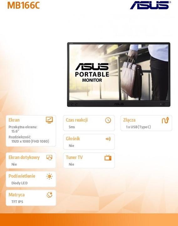 Actual product image ASUS ZenScreen MB166C (1920 x 1080 pixels, 15.60")