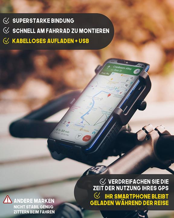Produktbild Sunslice Wiederaufladbare Fahrrad-Telefonhalterung "Cyclotron 5000mAh"