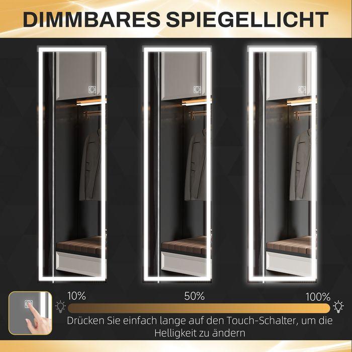 Produktbild Swisshandel24 Wandspiegel 120 x 40 cm Ganzkörperspiegel mit LED-Beleuchtung, 3 Lichtbarben (40 x 120 cm)