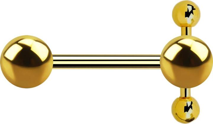 Produktbild Star Piercing Barbell vergoldet Spinner mit Kugel und Kugel mit Barbell (Chirurgenstahl 316L)