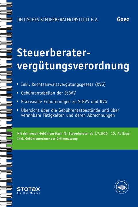 Produktbild Goez:Steuerberatervergütungsverordnung