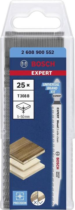 Actual product image Bosch Professional Zubehör Expert Wood 2-side clean T 308 B jigsaw blade, 25 pieces