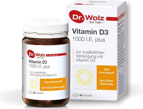 Produktbild Dr. Wolz Vitamin D3 1000 I.E. plus Kapsel (60 Stück, Kapseln, 105 g)