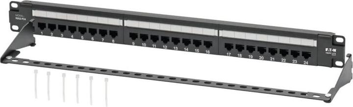 Produktbild Eaton Cat6 24-Port Patch Panel PoE+ Compliant 110/Krone 568A/B RJ45 Ethernet 1U Rack-Mount