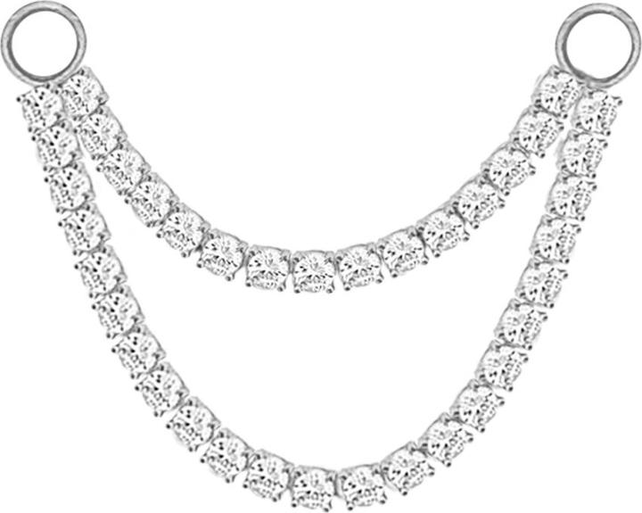 Produktbild Star Piercing Verbindungskette silber doppelt eckig Kristalle silber (Chirurgenstahl 316L, ohne Messing)
