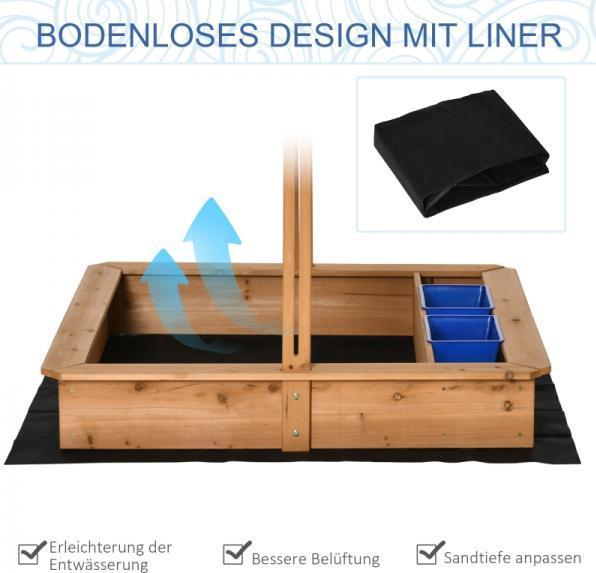 Produktbild Outsunny Sandkasten mit höhenverstellbarem Dach