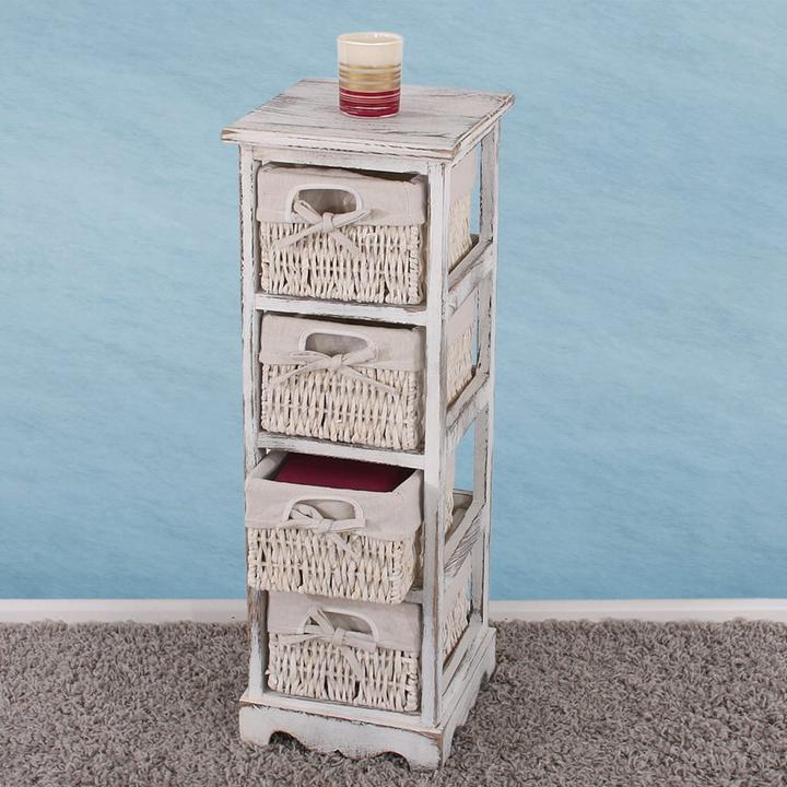 Produktbild JOHN316 Regal Kommode mit 4 Korbschubladen (74 x 25 x 28 cm)