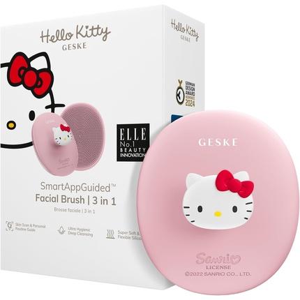 Konjac Sponge Szczoteczka do czyszczenia twarzy 3w1 z uchwytem Geske z Aplikacją (Hello Kitty różowy)