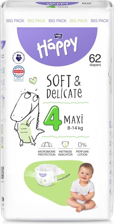 happy Baby Maxi 4 8-14kg nappies, 62 pieces (Size 4, 186 Piece)