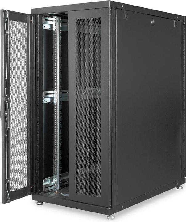 Produktbild Digitus Serverschrank 48,3cm 19Zoll 26HE schwarz H1338mm B600mm T1000mm mit Plexi-Glastuer inkl. 28xMonta... (26 HE, 19 Zoll Rack)