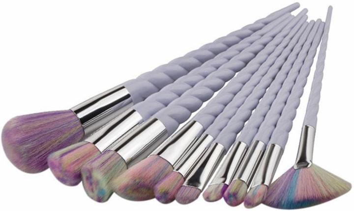 Produktbild PhoneLook Pinsel Set Twisted Unicorn 10 Stück Makeup Brushes Bürsten Regenbogenfarben (Set)