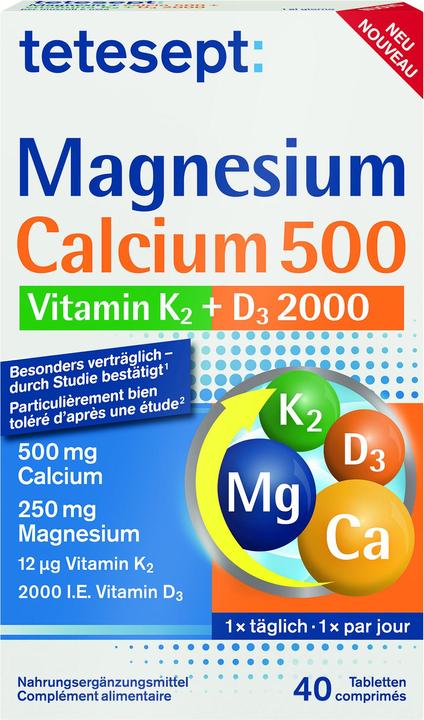 Tetesept Magnesium+Calcium+D3+K2 (40 Pezzo/i, Pillole, 94 g)
