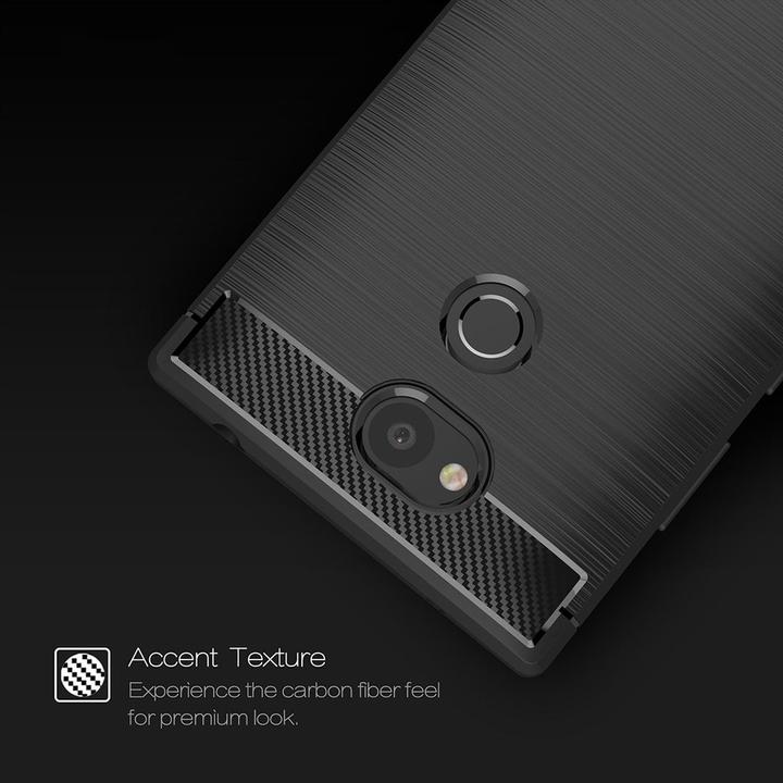 Produktbild König Design Hülle Handy Schutz für Sony Xperia L2 Case Cover Bumper Carbon Optik Etuis Grau (Sony Xperia L2)