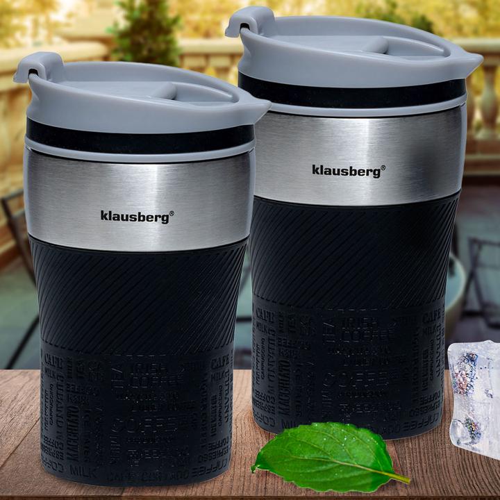 Produktbild Klausberg 2er-Set Doppelwandiger Thermobecher, 280ml, schwarz (0.28 l)