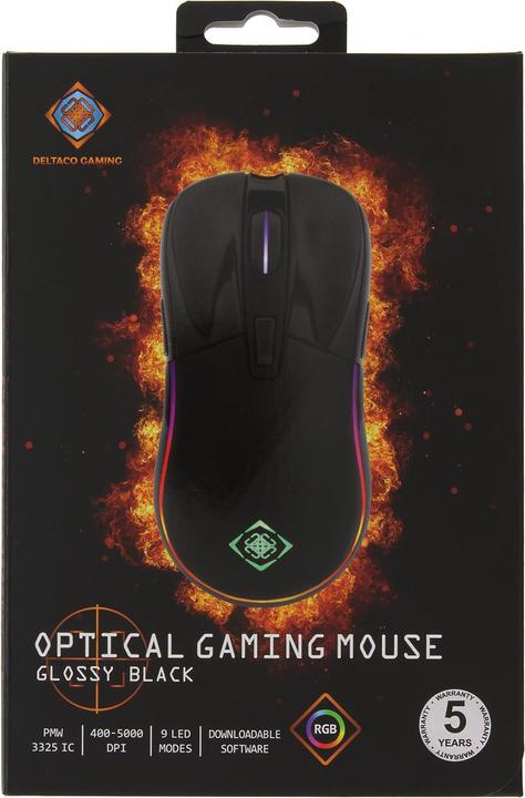 Produktbild Deltaco RGB USB Gaming Maus in Hochglanz-Optik (Kabelgebunden)