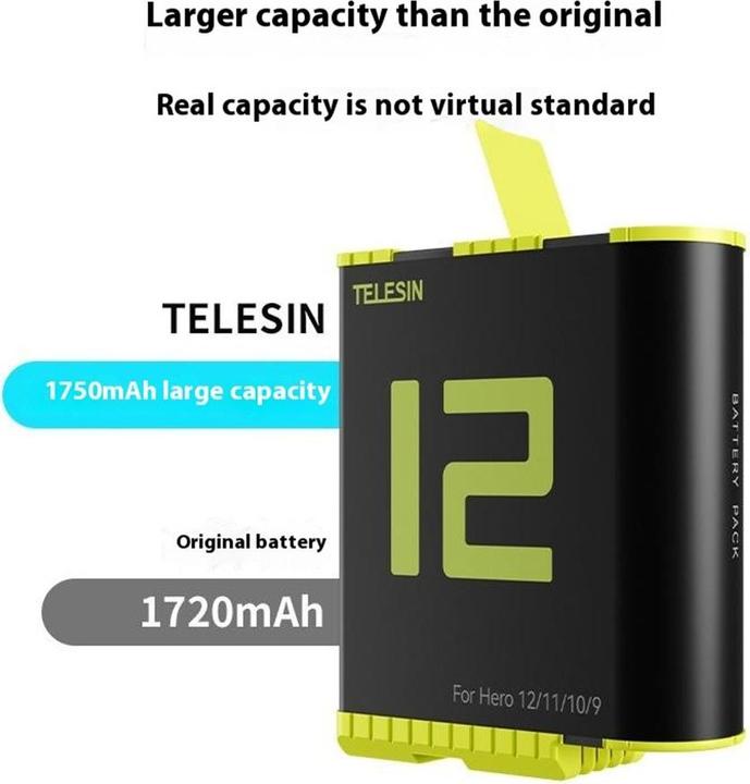 Immagine prodotto Telesin GP-BTR-901-B (GoPro Hero 9, GoPro Hero 10, GoPro Hero 11, GoPro Hero 12)