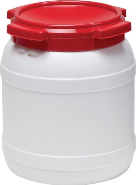 Actual product image HP Autozubehör Wide-neck drum 15.0 l PE white with red lid without carrying handles Filling opening-Ø 204 mm