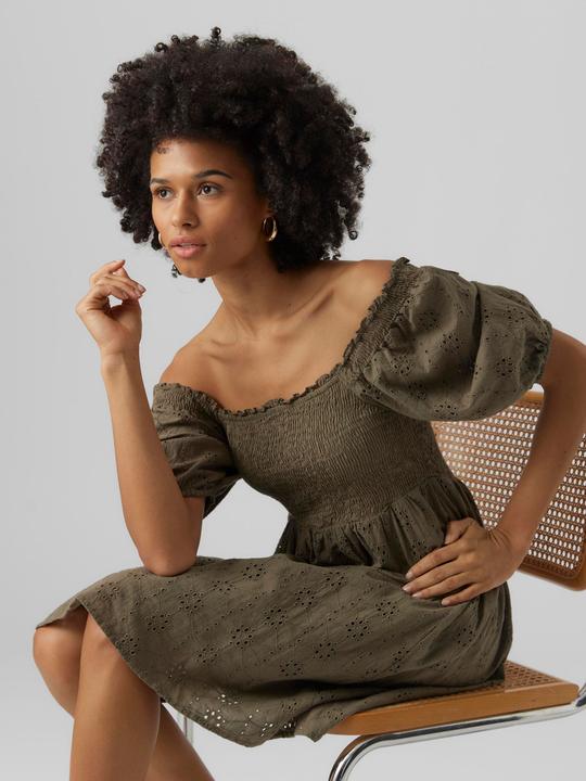 Actual product image Vero Moda Smocked Broderie Anglaise Mini Dress (S)