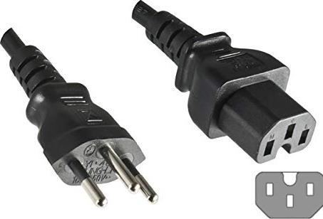 Produktbild Dinic Netzkabel Schweiz Typ J (teilisoliert) auf C15 Warmgeräte, 1mm², Zulassung: SEV, schwarz, Länge 1,80