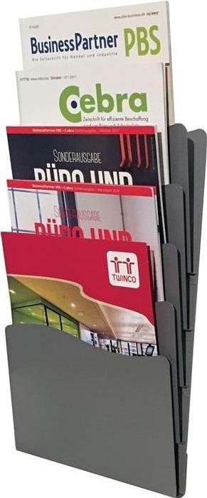 Produktbild Twinco Prospekthalter H430xB240xTmm Anzahl Fächer 5 DIN A4 Metall schwarz (A4)