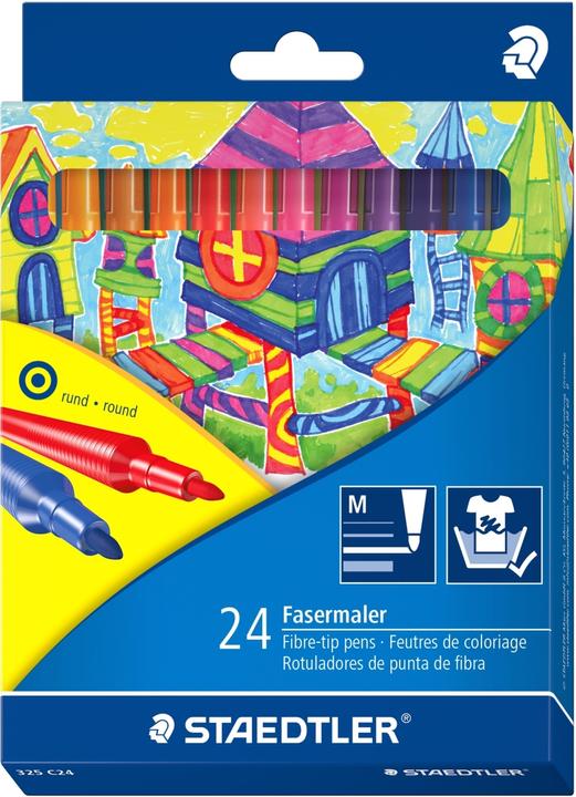 Produktbild Staedtler Fasermaler Noris Club, 24er Kartonetui Minenstärke: 1,0 mm, rund, leicht auswaschbar, Kappe mit (In Schreibfarbe, 24 x)