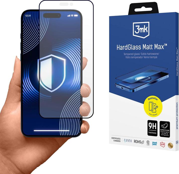 Productafbeelding 3MK HardGlass Mat Max iPhone 16 6.1" (1 Stuk, Apple iPhone 16)