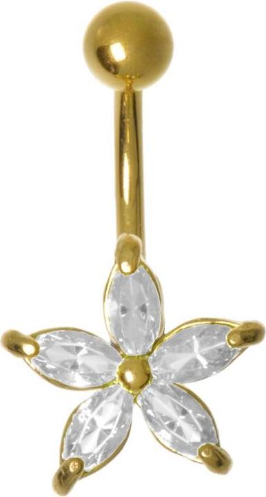 Bijouteria Bauchpiercing (Messing rhodiniert, Zirkonia, PVD Beschichtung (goldfarbig))