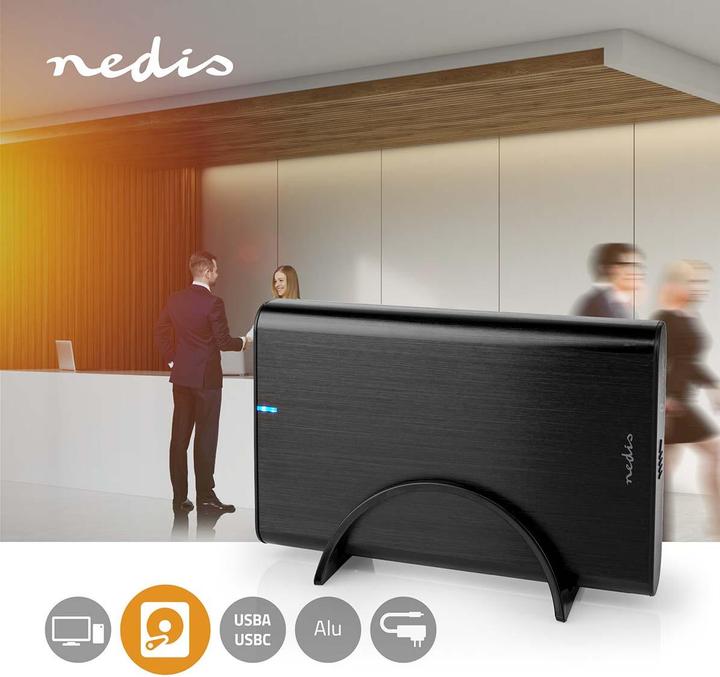 Produktbild Nedis Festplattengehäuse | 3.5 " | USB 3.1 Gen1 | USB Type-A / USB Type-C™ | Notebook / PC | Alumini (3.5")