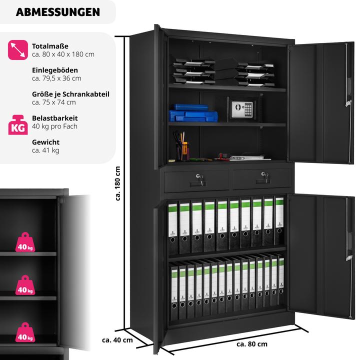 Produktbild tectake Aktenschrank (80 x 40 x 180 cm)