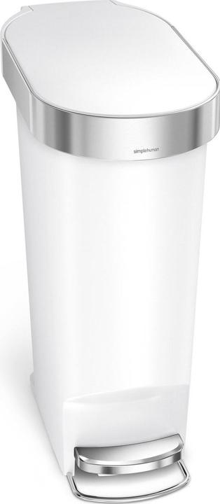 Simplehuman Pedal bin Slim white 40 L waste bin slim design, ideal for small rooms, s (40 l)