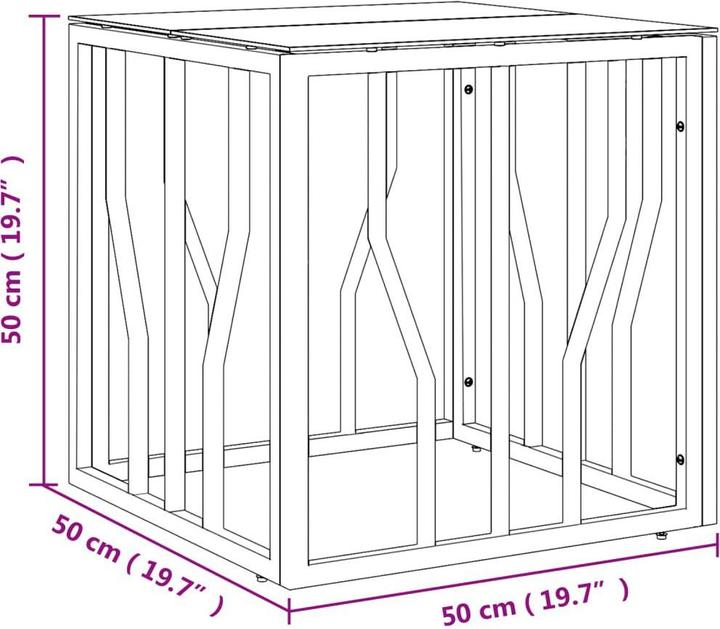 Produktbild VidaXL Couchtisch Golden 50x50x50 cm Edelstahl und Glas (50 x 50 x 50 cm)