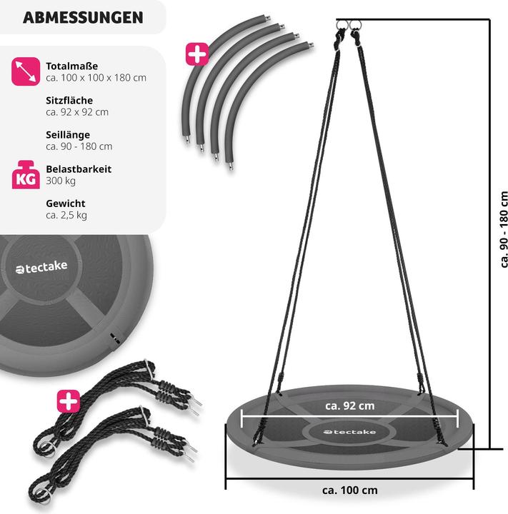 Image du produit tectake Swayer Nest Swing, hauteur réglable, 300 kg