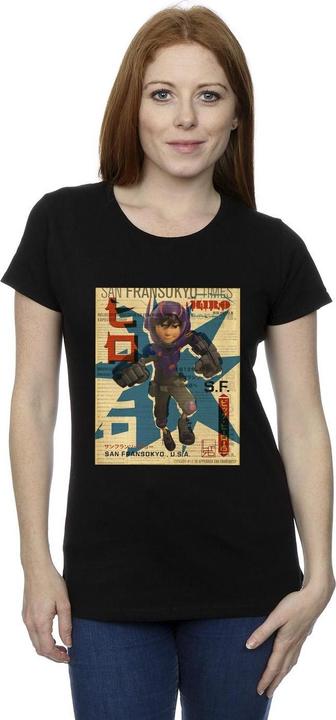 Actual product image Disney Womens/Ladies Big Hero 6 Baymax Hiro Newspaper Cotton T-Shirt (XL)
