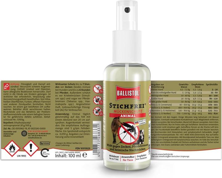 Produktbild Ballistol Stichfrei Animal, Pumpspray 100 ml (Katze, Hund, Pferd, 100 ml)