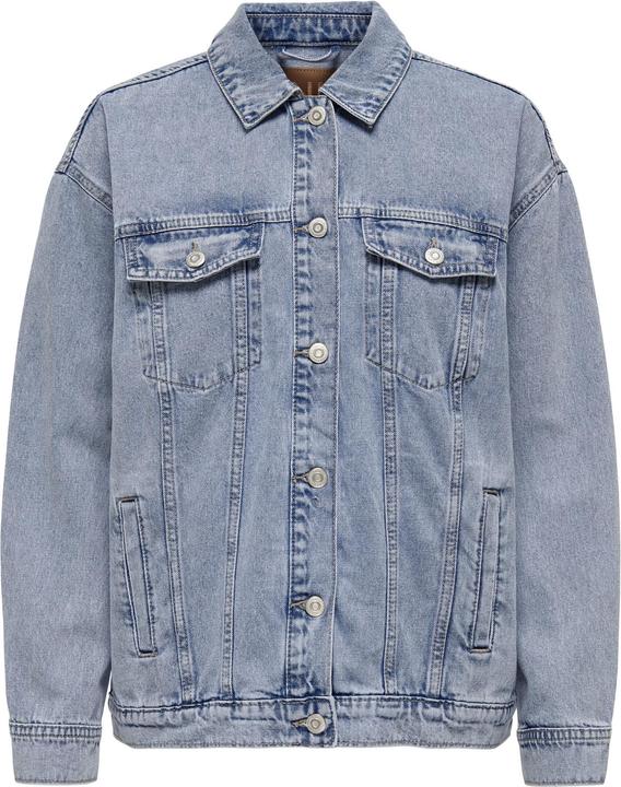 Only Kapuze mit Kordelzug Ärmelbündchen mit Knopf Tief angesetzte Schulter Jacke Jeansjacke